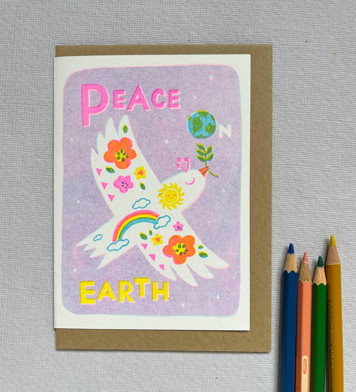 A6 Riso Christmas card - risograph cards bundle - 4 designs in a pack