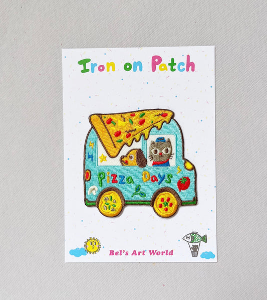 Pizza days - cute pizza truck Iron On Patch