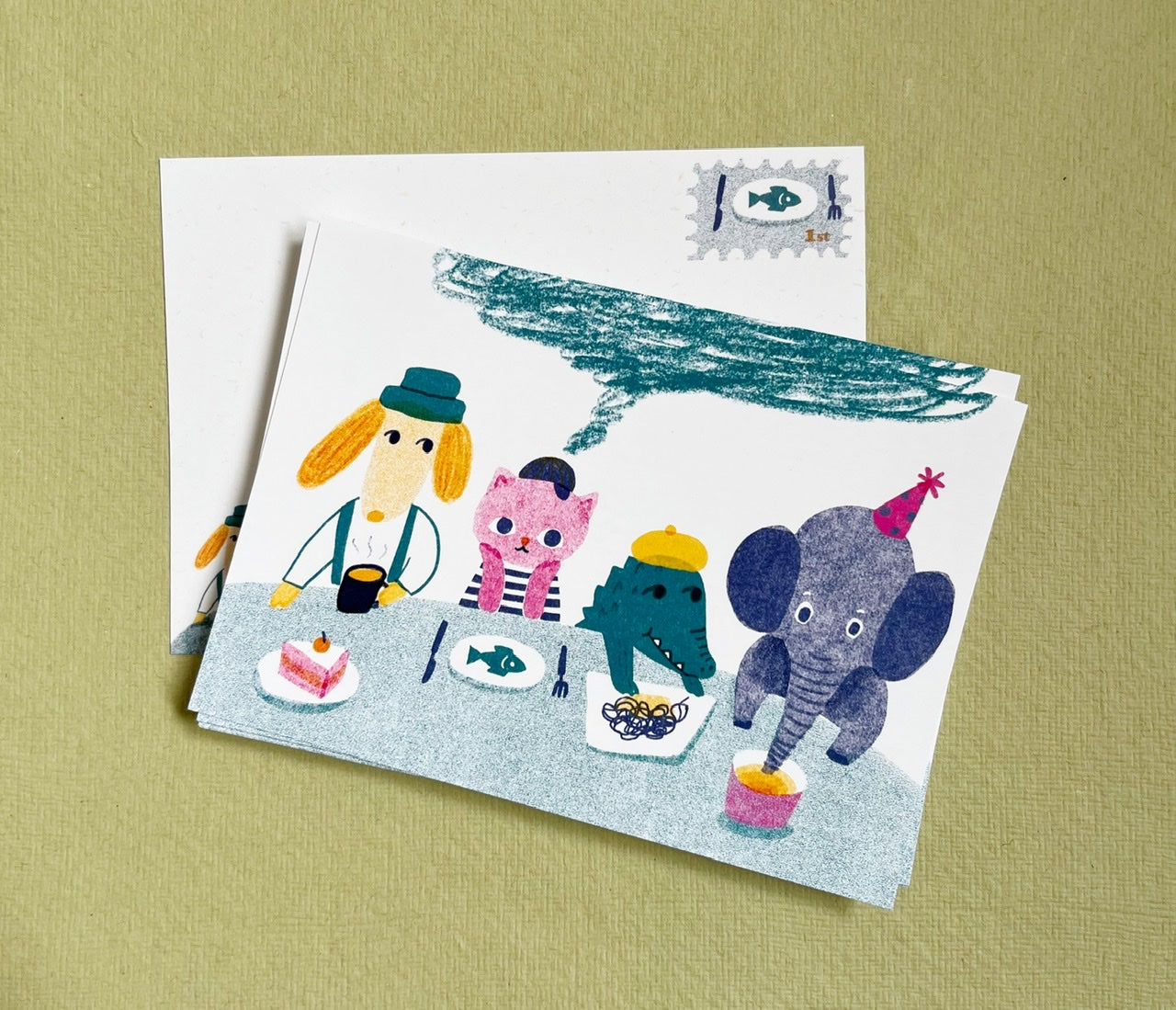 Illustrative postcard - cute adventure A6 postcard