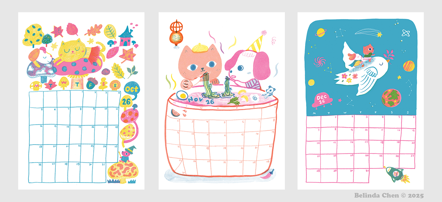 Cat, Puppy and Mouse Adventure Calendar 2026 - A4