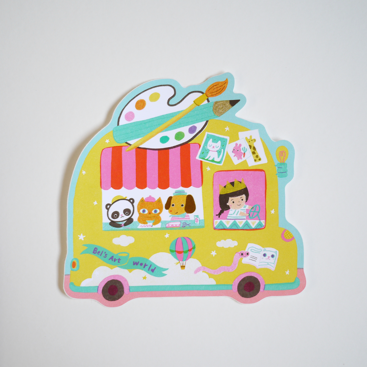 Illustrated street food trucks vinyl sticker - Dim Sum, Coffee & donuts, Fish n Chips, Hot Dog, Noodle cat