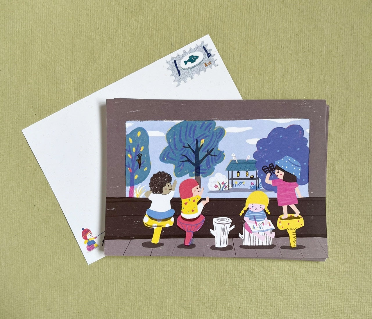 Illustrative postcard - cute adventure A6 postcard