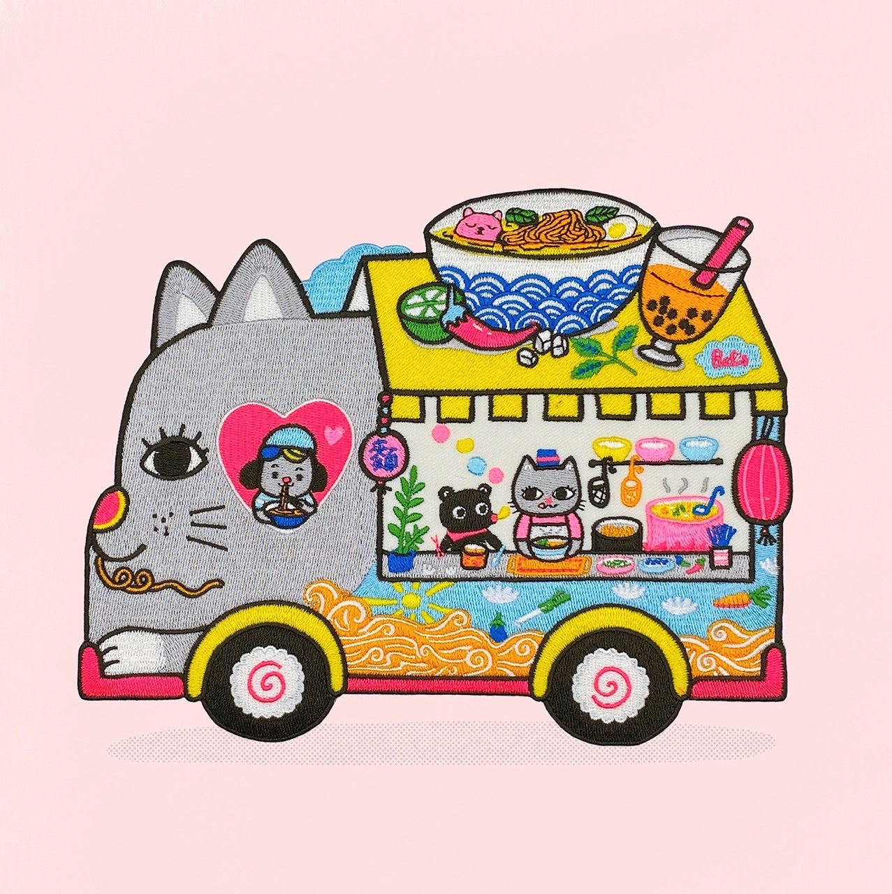 Noodle and bubble tea Truck XXL Back Patch