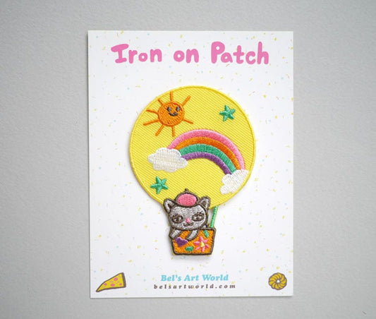Hot Air Balloon - Kitty Iron On or sew on Patch