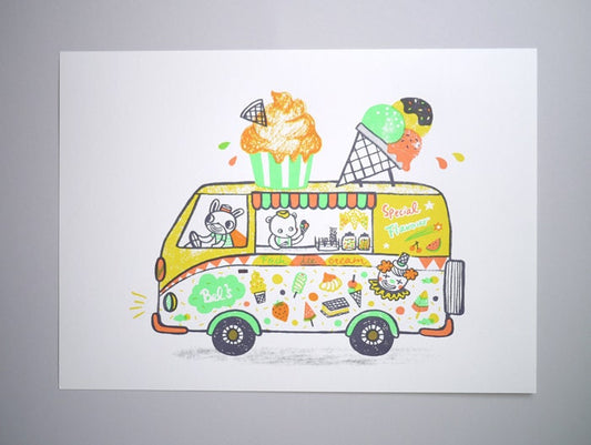 Ice Cream Van - A3 Original limited edition silk screen print