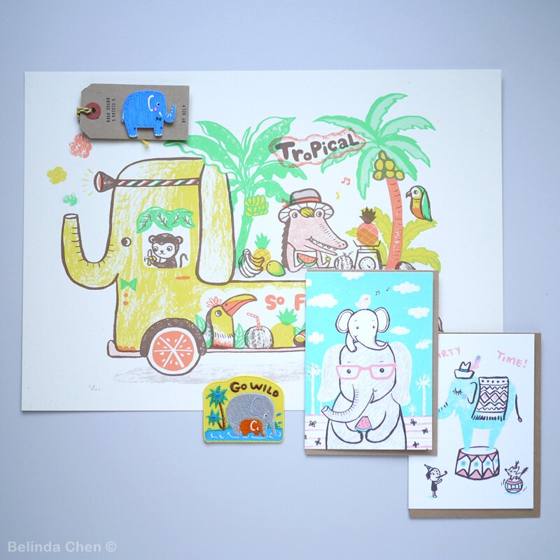 Tropical Fruit Van - A3 Original limited edition silk screen print