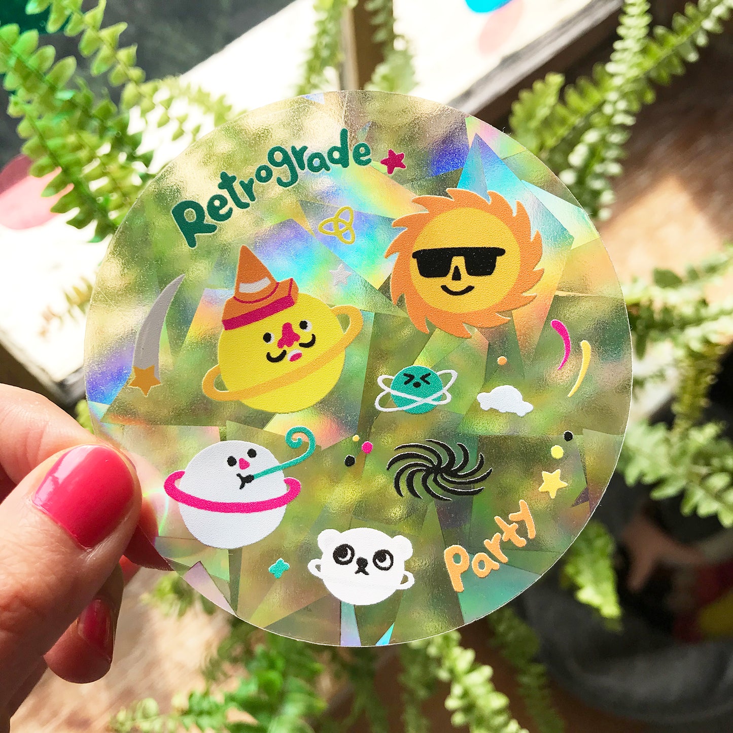 Retrograde Party Suncatcher window decal - Rainbow maker window sticker