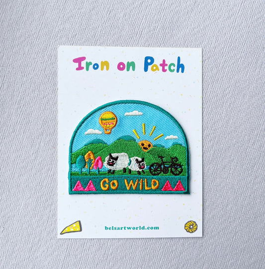 Go wild sheep and bike Iron On Patch