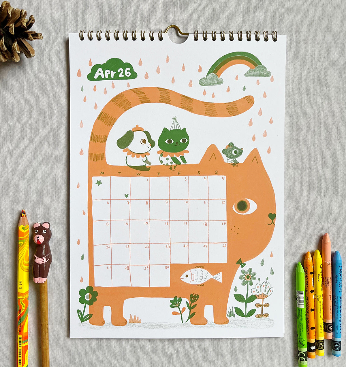 Cat, Puppy and Mouse Adventure Calendar 2026  - A4