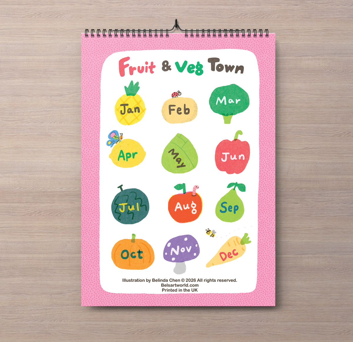 Pre order - Fruit and Veg Town A4 Wall Calendar 2027