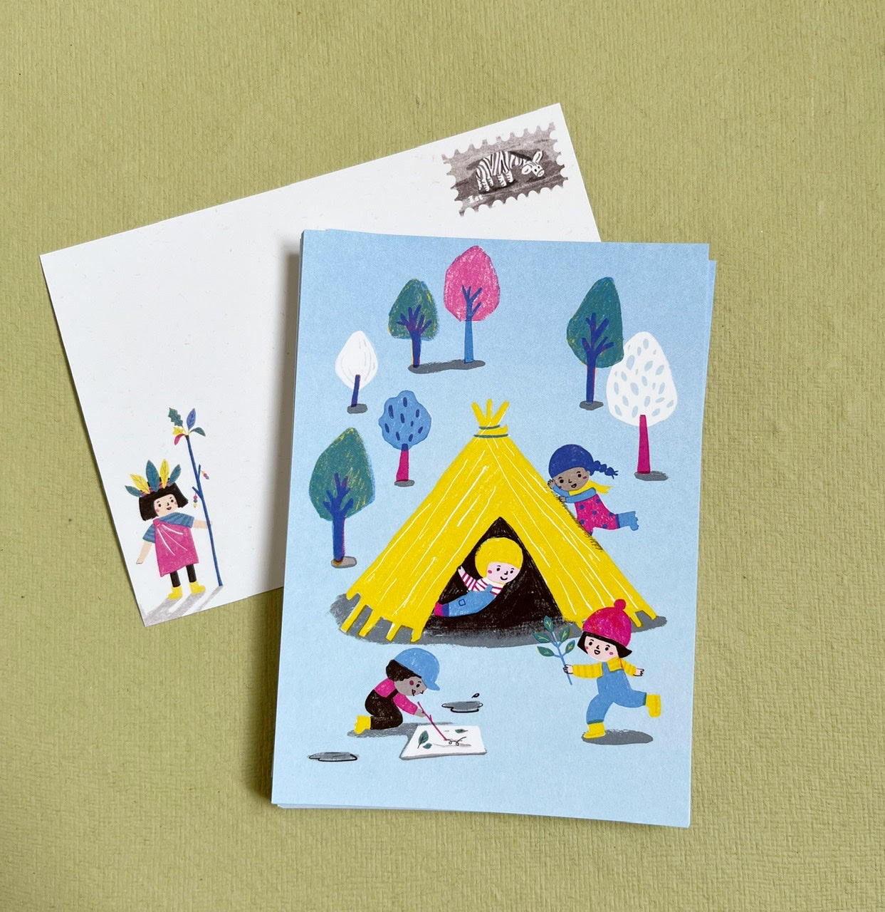 Illustrative postcard - cute adventure A6 postcard