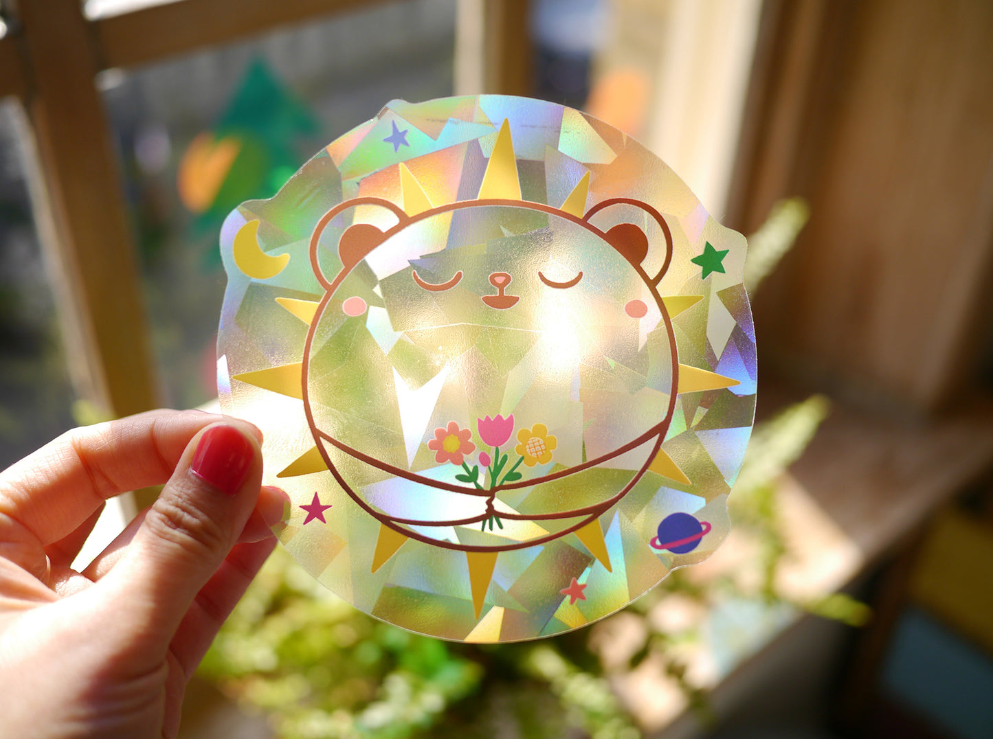 Sunny Bear Suncatcher window decal - Rainbow maker window sticker