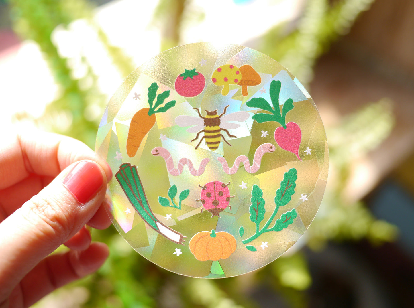 Greenfingers / Bees and bugs Suncatcher window decal - Rainbow maker window sticker