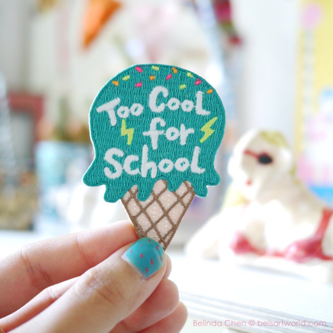 Too Cool For School - Ice Cream Iron On Patch