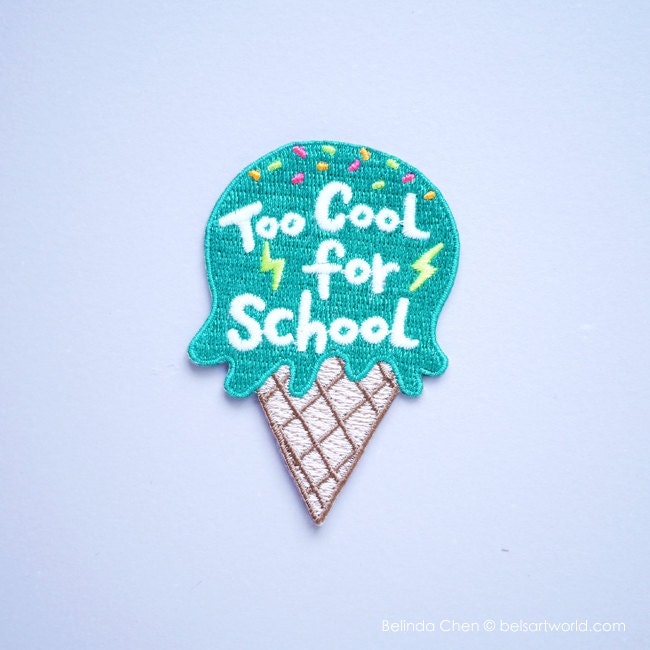 Too Cool For School - Ice Cream Iron On Patch