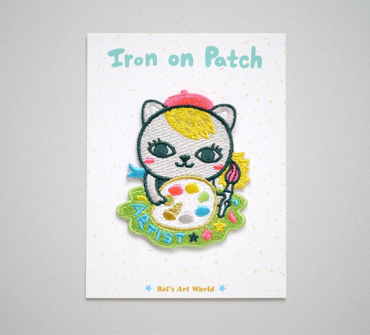 Kitty the Artist Iron On Patch