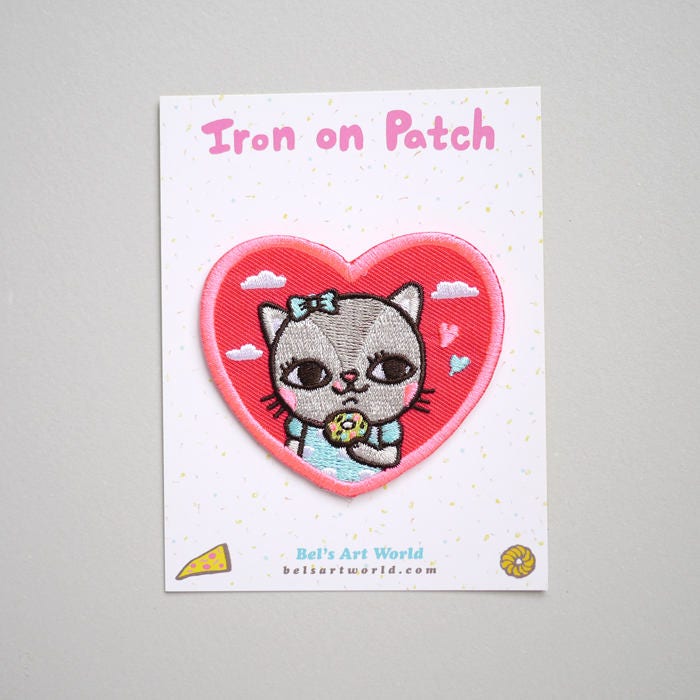 Kitty Donuts love Iron On Patch