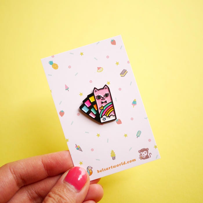 Rainbow Kitty Swatch card - Soft Enamel Pin