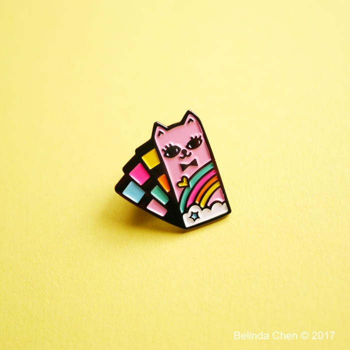 Rainbow Kitty Swatch card - Soft Enamel Pin