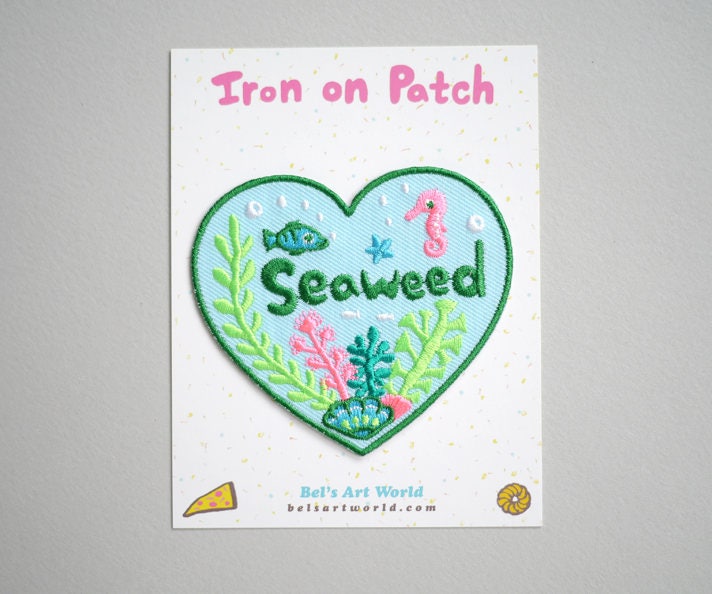 Seaweed - Neon Heart - Iron On Patch