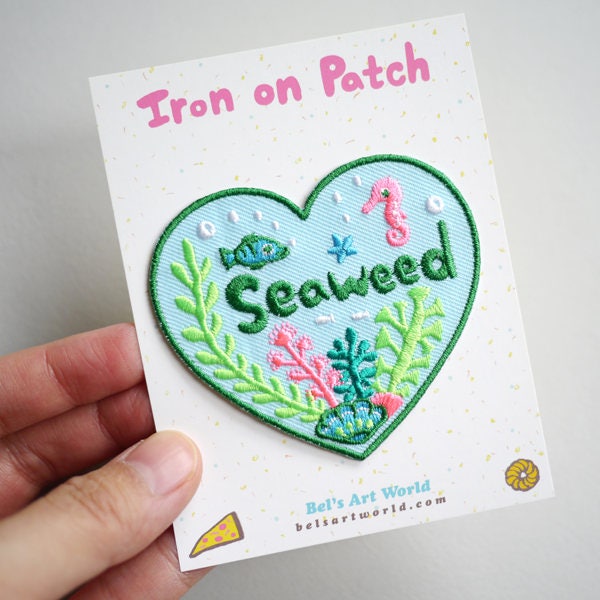 Seaweed - Neon Heart - Iron On Patch