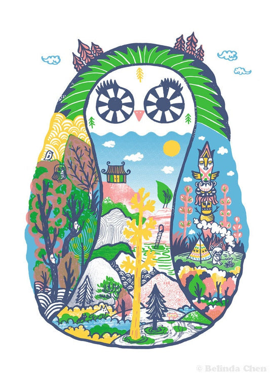 Forest in the Owl - B2 Original limited edition silk screen print