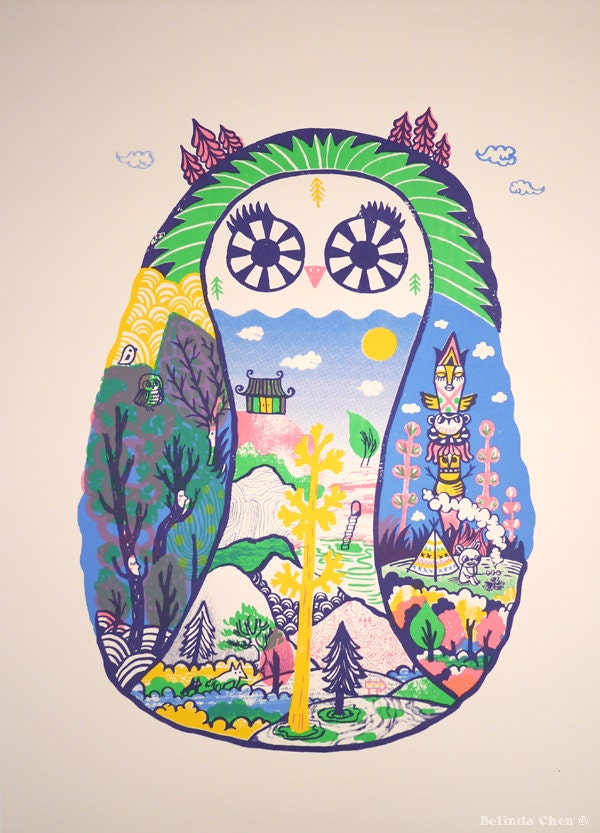 Forest in the Owl - B2 Original limited edition silk screen print