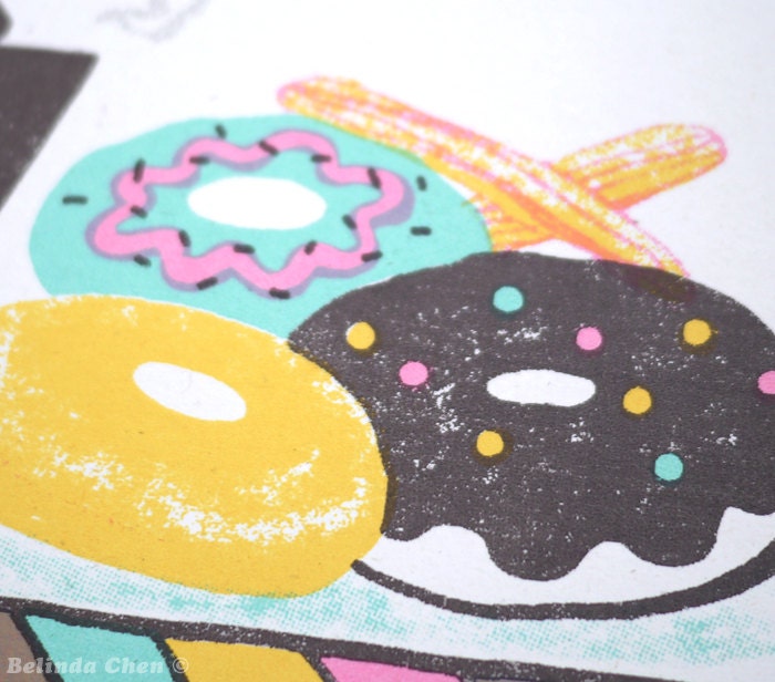 Coffee and Donuts Van - A3 Original limited edition silk screen print
