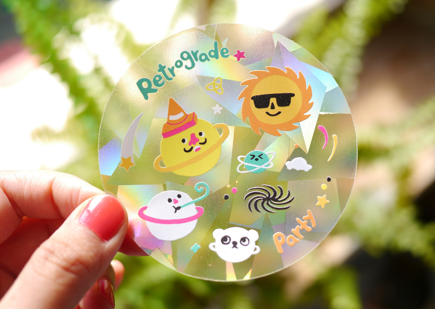 Retrograde Party Suncatcher window decal - Rainbow maker window sticker